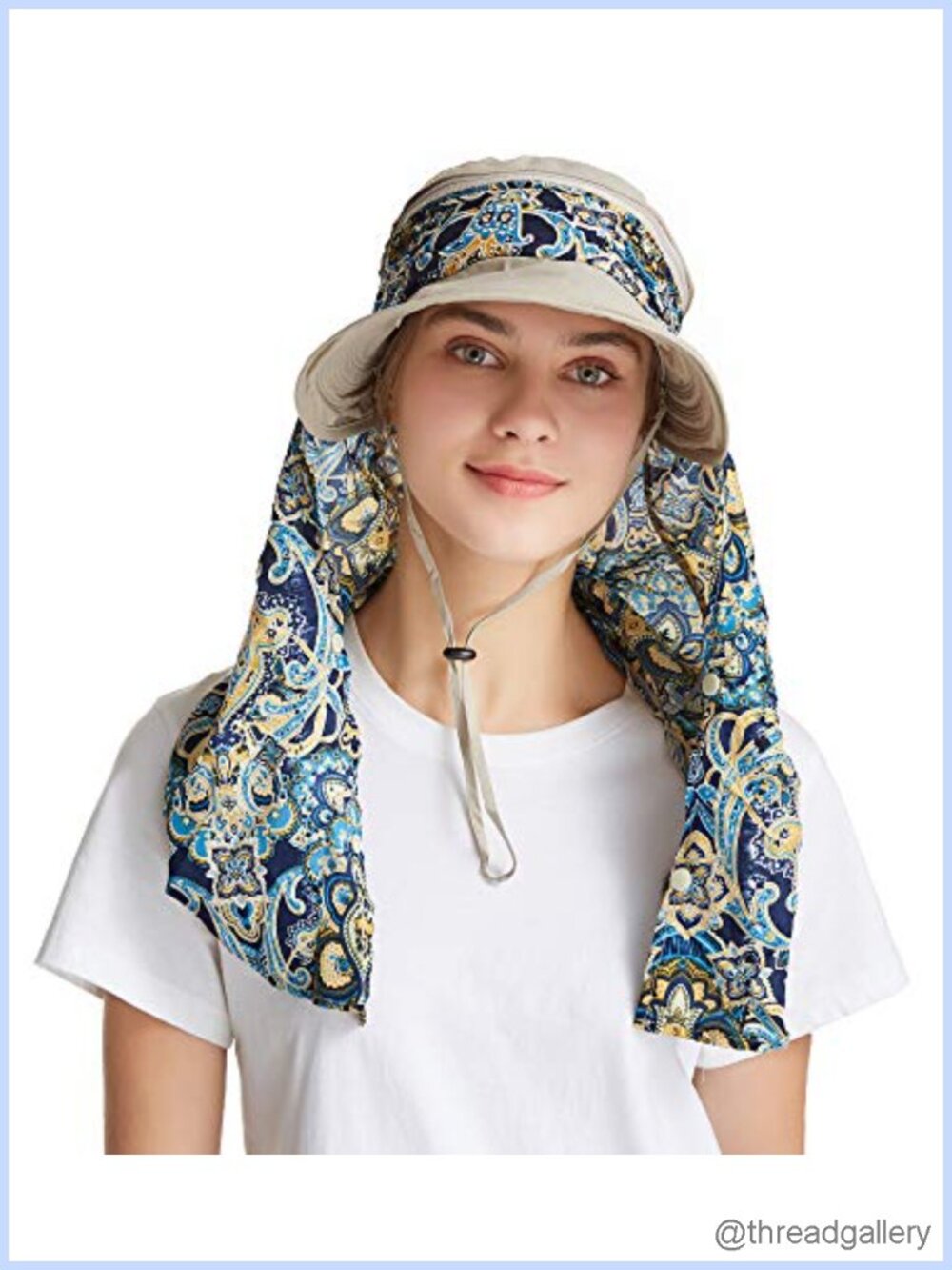 UPF 50+ Sun Hat Wide Brim Neck Flap Ponytail Outdoor